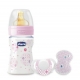 Chicco Biberón 150 ml + Chupete + Cadenita +0 Meses Pack Rosa